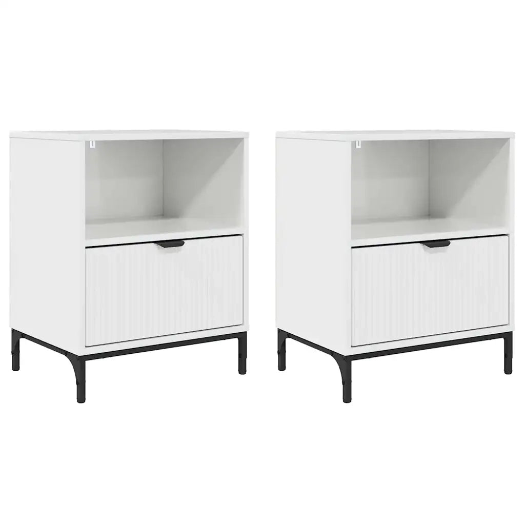 Comodini 2 pz-Set di 2 Tavolino da notte Bianco lucido 49 x 36 x 61 cm Legno multistrato