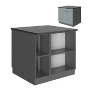 Isola cucina Fame-Line Blu-grigio chiaro/Antracite 90 cm con cassetto, senza piano di lavoro Vicco