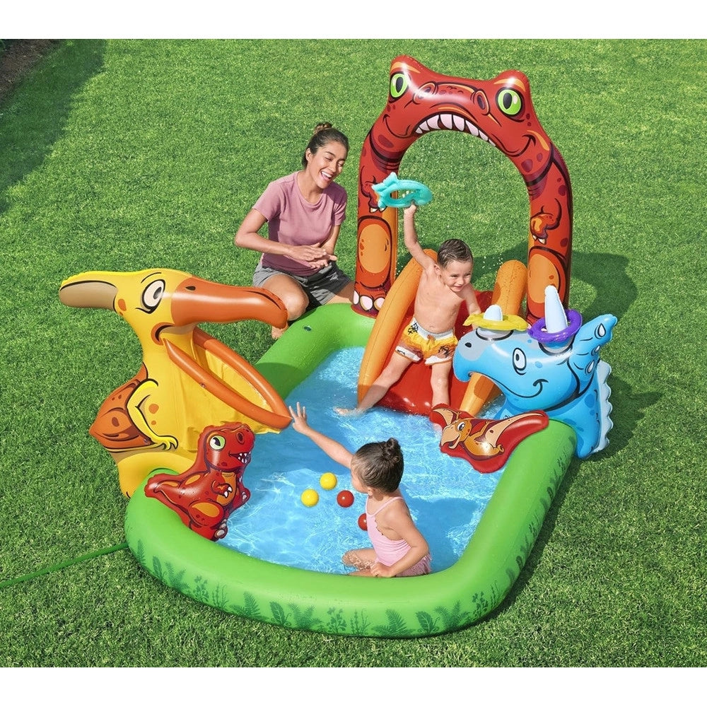 Trade Shop - Parco Giochi Acquatico Jurassic Splash Piscina Gonfiabile Da Esterno Per Bambini 53160 -