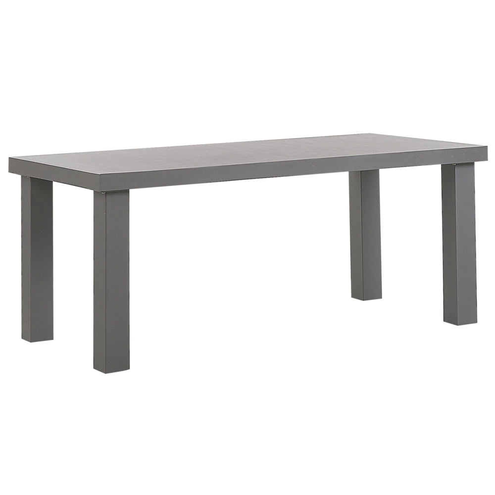 Set da pranzo da giardino Tavolo rettangolare in cemento grigio 2 panche a forma di U 2 sgabelli 6 posti resistente all'acqua