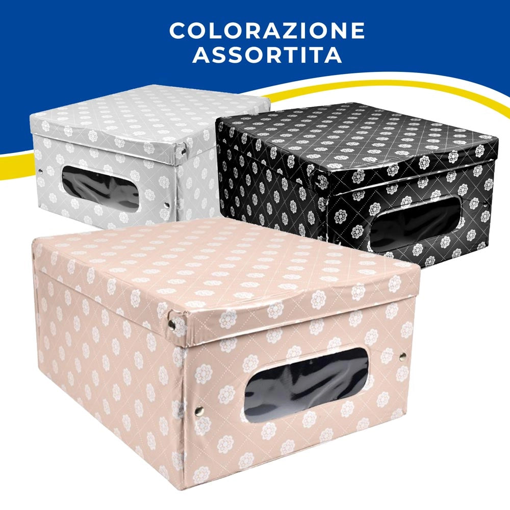 MAURY'S SCATOLA PORTABIANCHERIA CROME IN PVC 50 X 39 X H24 CM ASSORTITA