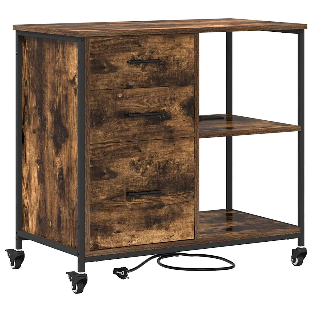 vidaXL Mobile per Ufficio con ruota Rovere fumo 76 x 41 x 72 cm