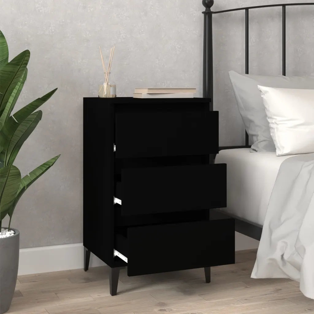 Comodino Nero 40x35x70 cm in Legno Multistratocod mxl 127316