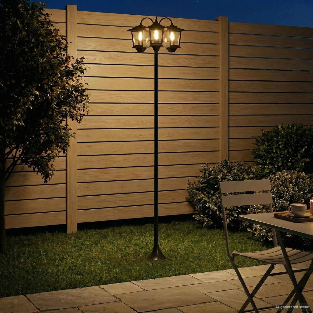 Lampione a 3 teste Nero 16 x 16 x 187 cm Alluminio e ABS 42042693