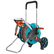 Gardena 18517-20 CleverRoll M Easy Carrello avvolgitubo manuale con tubo 20 m 13 mm (1-2 pollice) e accessori inclusi colore Nero Blu Acciaio inox