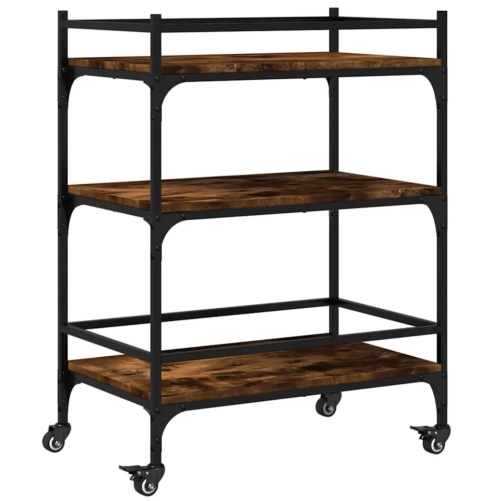 Carrello da Cucina-Scaffale per Cucina Rovere Fumo 65x40x86,5 cm Legno Multistrato