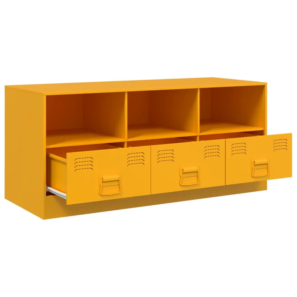 Mobile Porta TV Giallo Senape 99x39x44 cm in Acciaio 841736