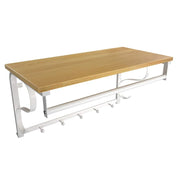Appendiabiti da parete con ripiano portaoggetti mensola da parete con ganci mensola da parete con asta appendiabiti 5 ganci per ingresso camera da letto bagno soggiorno rovere 66 cm rovere e bianco 12_0002598