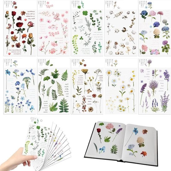 160 pezzi di adesivi per scrapbooking - trasparenti e vintage - per fai da te - adesivi di fiori e piante.
