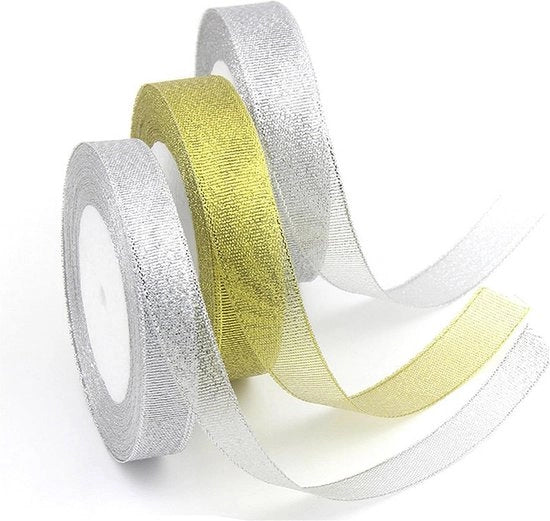 Organza in set di 3 pezzi a 25 metri - Nastri lucenti - Decorazioni per lauree e feste