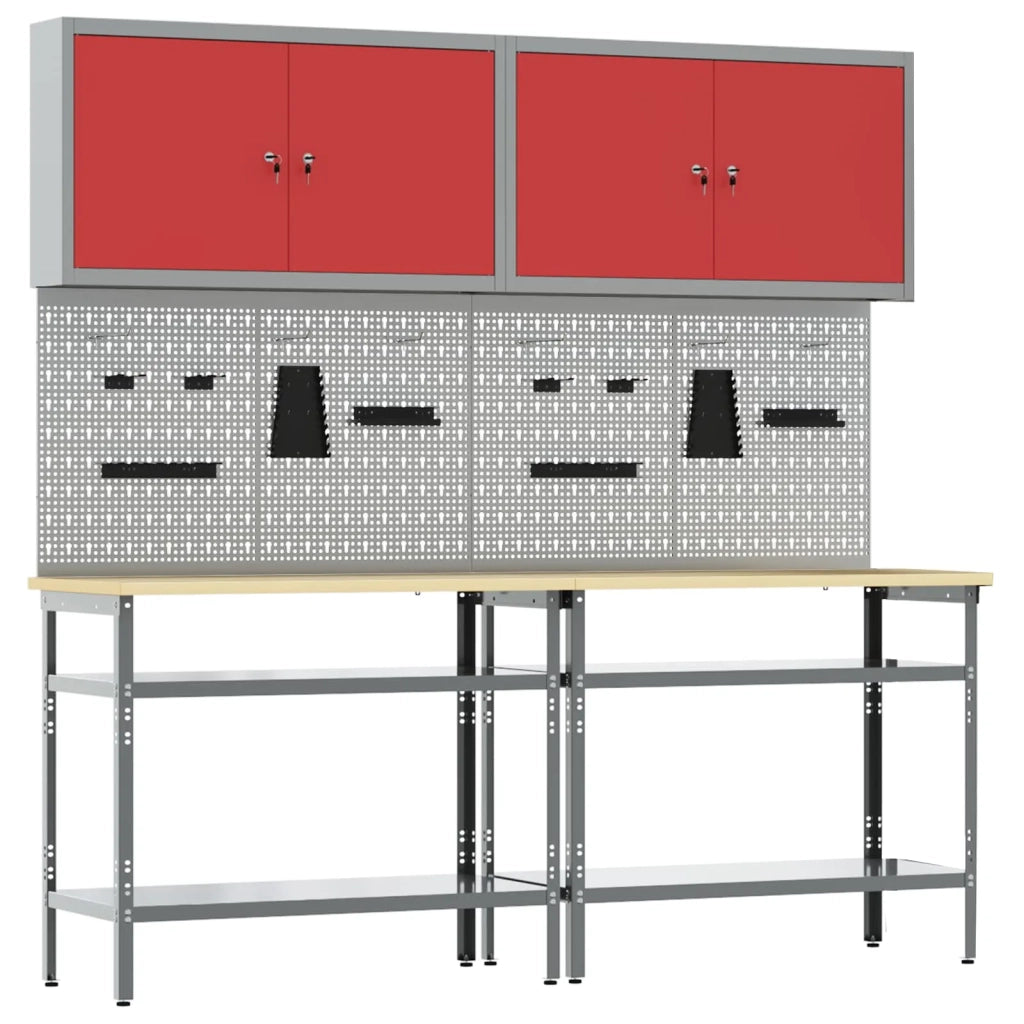 Set banco da lavoro con lo scaffale 8 pcs Rosso e Grigio 3321501