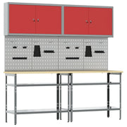 Set banco da lavoro con lo scaffale 8 pcs Rosso e Grigio 3321501