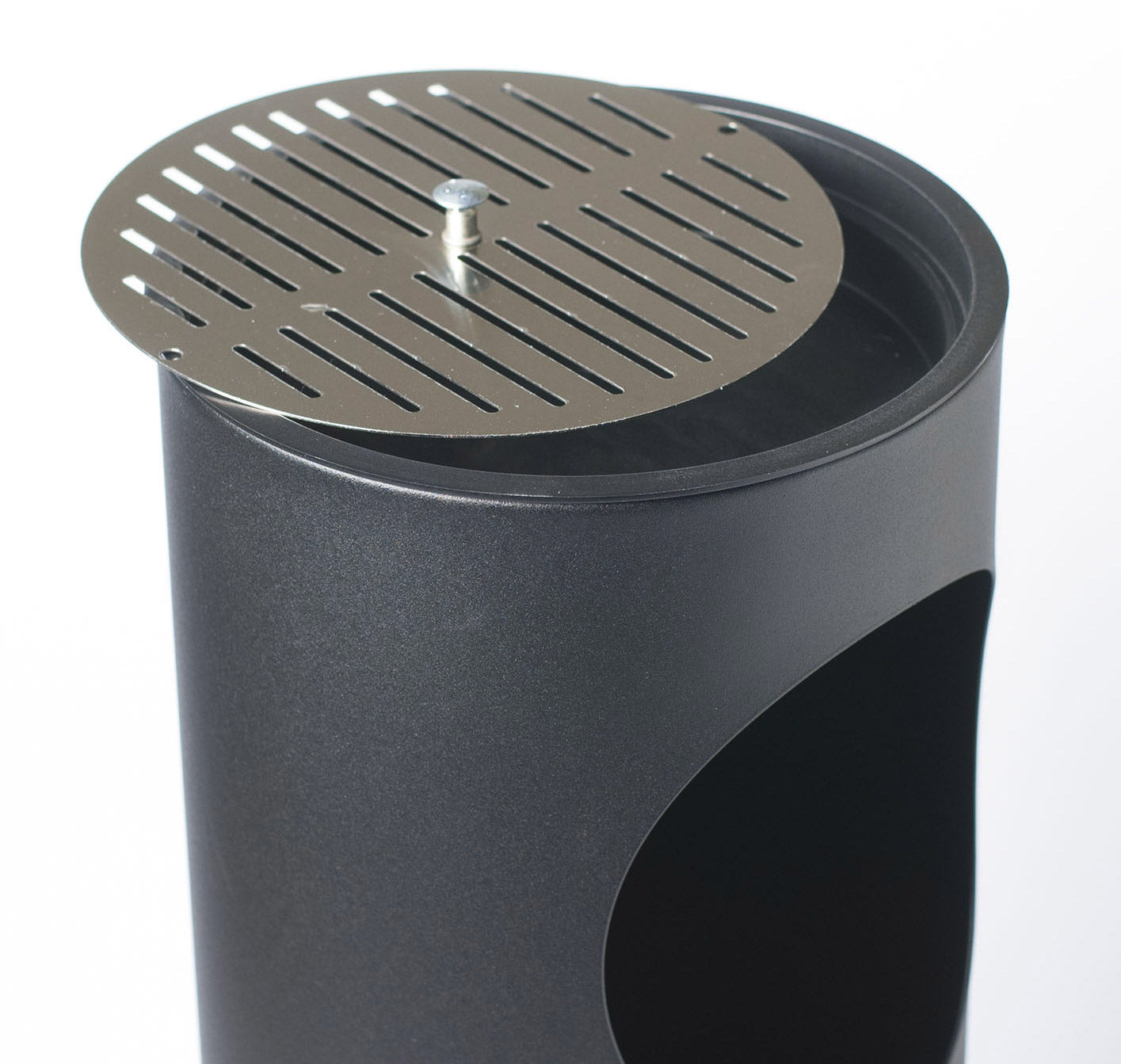 Pattumiera Gettacarte Ø24,3xh66,5 cm con Posacenere in Acciaio Inox