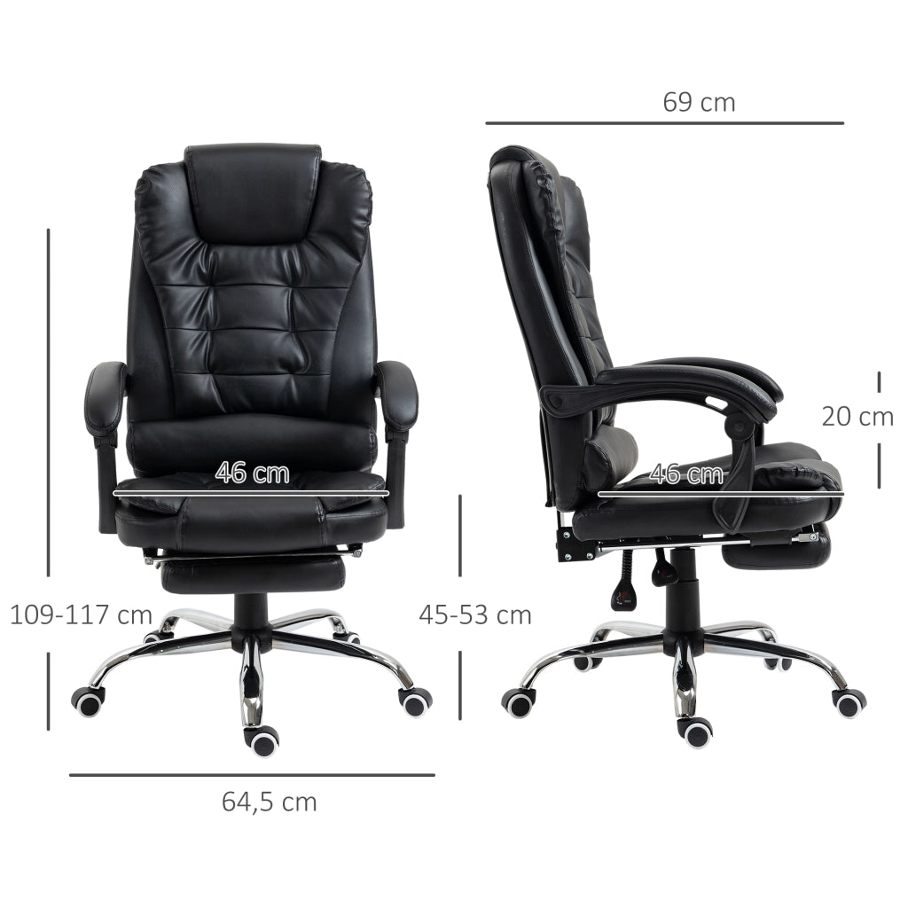 Poltrona da ufficio reclinabile girevole ¨C Zephmum ¨C Nero 64.5x69x117 cm