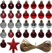 Decorazioni per albero di Natale - 30 pezzi di palline natalizie 3 cm rosso argento hanger decorativo plastico decorazioni per albero di Natale mini.