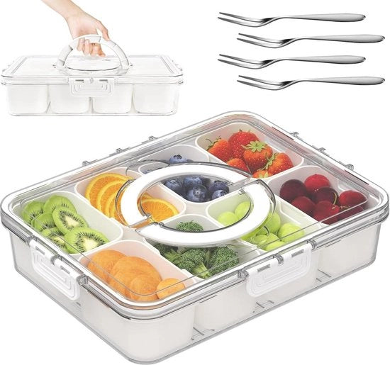 Piatti per snack con cassette - piatto per snack con coperchio - scatola per snack in plastica - set di piatti per snack - senza residui di grasso