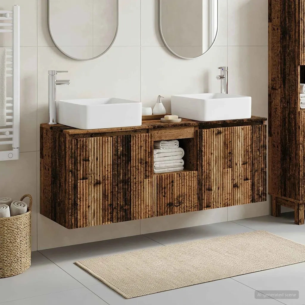 Set di Armadi da Bagno 3 pz Legno antico 49,5 x 41 x 63 cm 3405645