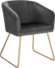 1x Sedie sala da pranzo Sedie cucina moderne Poltroncina salotto Adatte per Sala pranzo Soggiorno, Camera da Letto, Tessuto di velluto, Oro Metallo, Grigio scuro BH271dgr-1