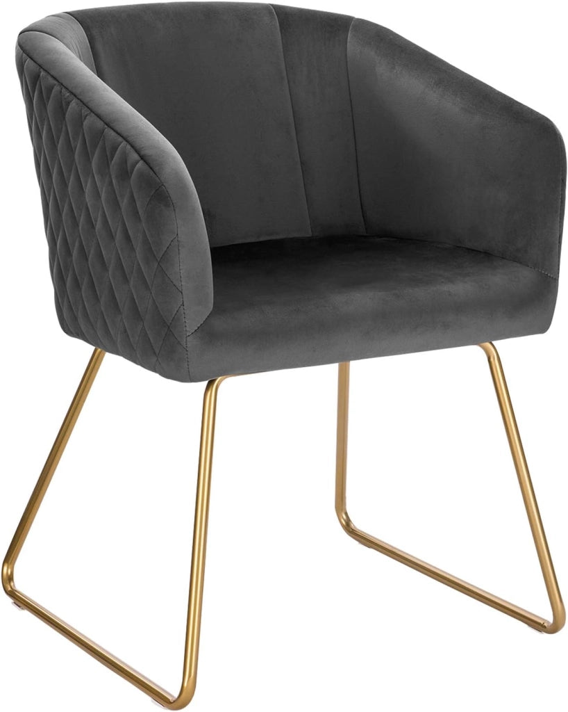 1x Sedie sala da pranzo Sedie cucina moderne Poltroncina salotto Adatte per Sala pranzo Soggiorno, Camera da Letto, Tessuto di velluto, Oro Metallo, Grigio scuro BH271dgr-1