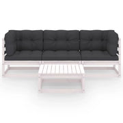 Set Divani da Giardino 4 pz | Set Salotto da Giardino con Cuscini Legno Massello Pino