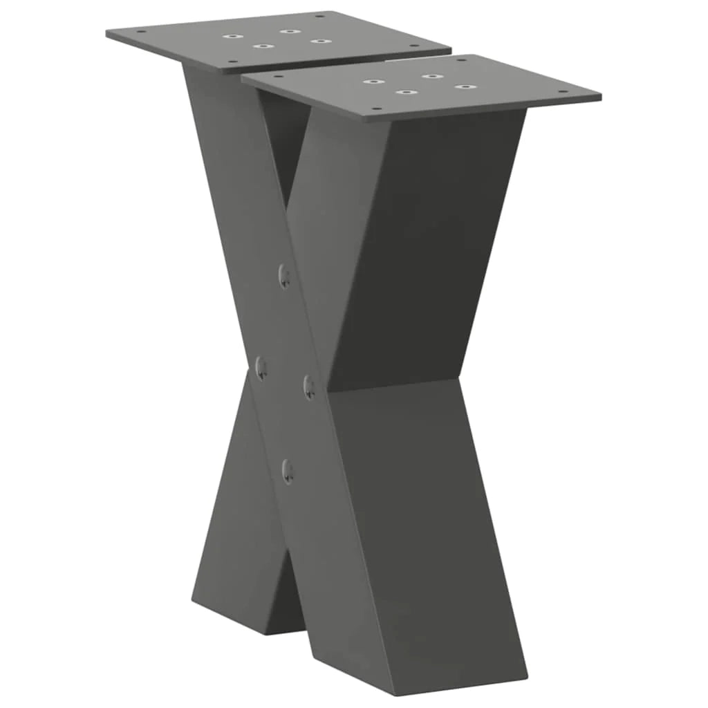 Set di 2 gambe regolabili per tavolino a forma di X 30 x 30 cm per mobili moderni in acciaio antracite 02_0057202