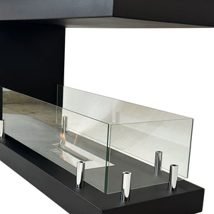 Camino a Bioetanolo da Terra Artico Design Aperto e Vetri Protettivi Serbatoio 850 ml in Acciaio Verniciato Nero