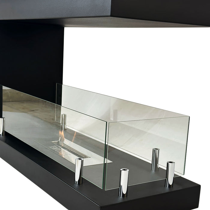 Camino a Bioetanolo da Terra Artico Design Aperto e Vetri Protettivi Serbatoio 850 ml in Acciaio Verniciato Nero