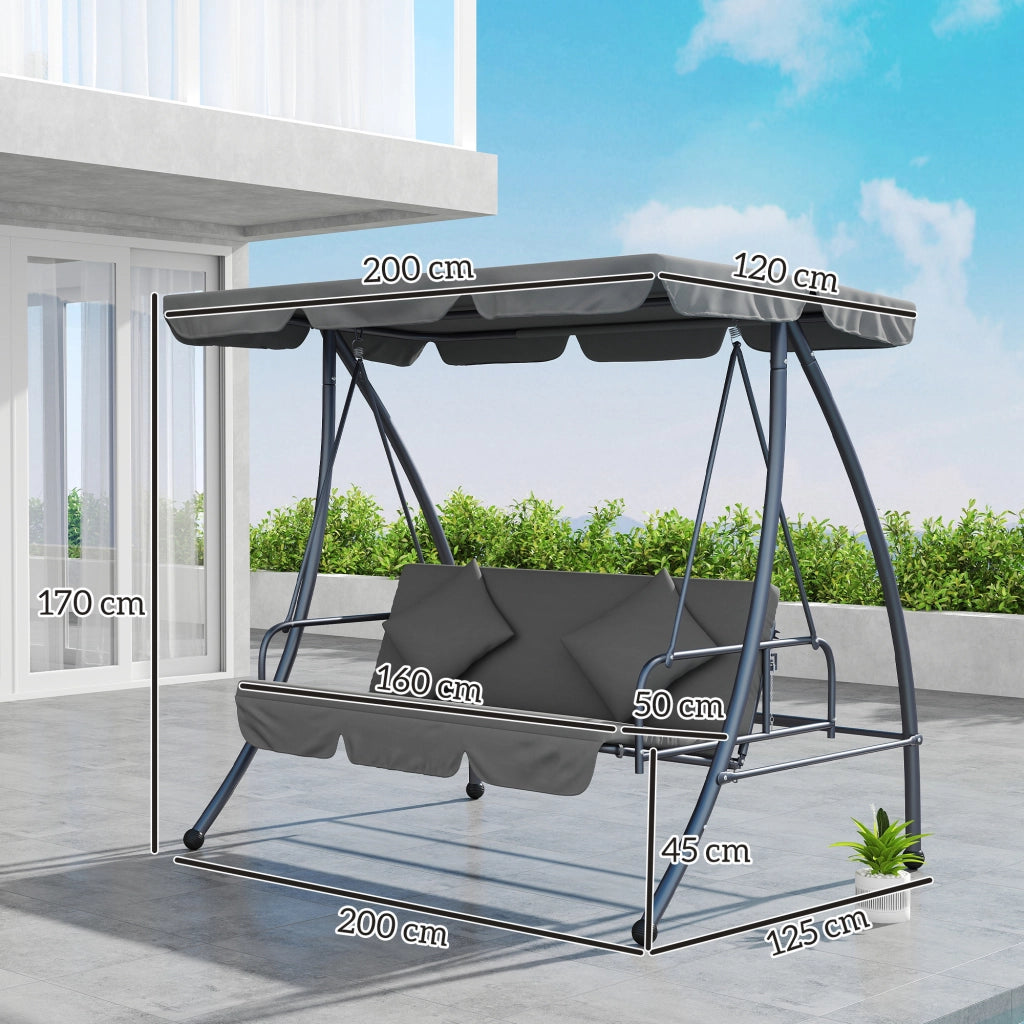 Divano da Giardino Letto 3 Posti Esterno ¨C Minimal ¨C Grigio Tessuto Poliestere Polyrattan