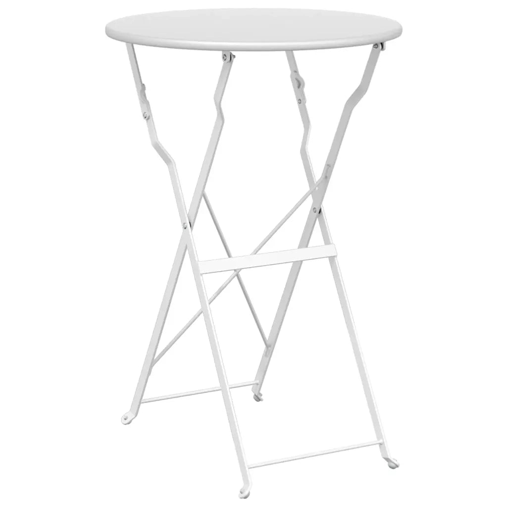Set Bistro Pieghevole 3 pz | Set Salotto da Giardino Bianco Acciaio