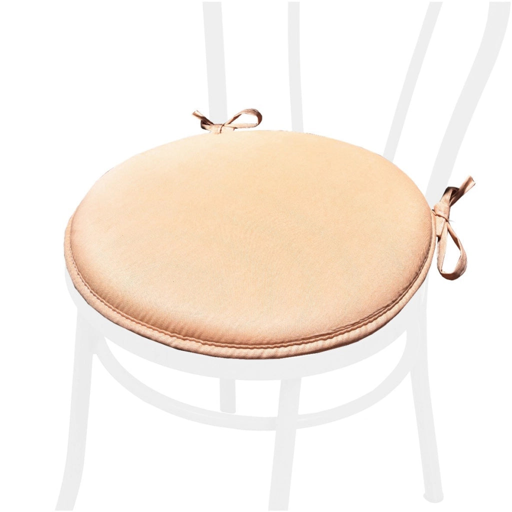 Set 4 Cuscini Sedia Cotone Rotondi Morbidi Universali Eleganti Coprisedia Tondo - Beige