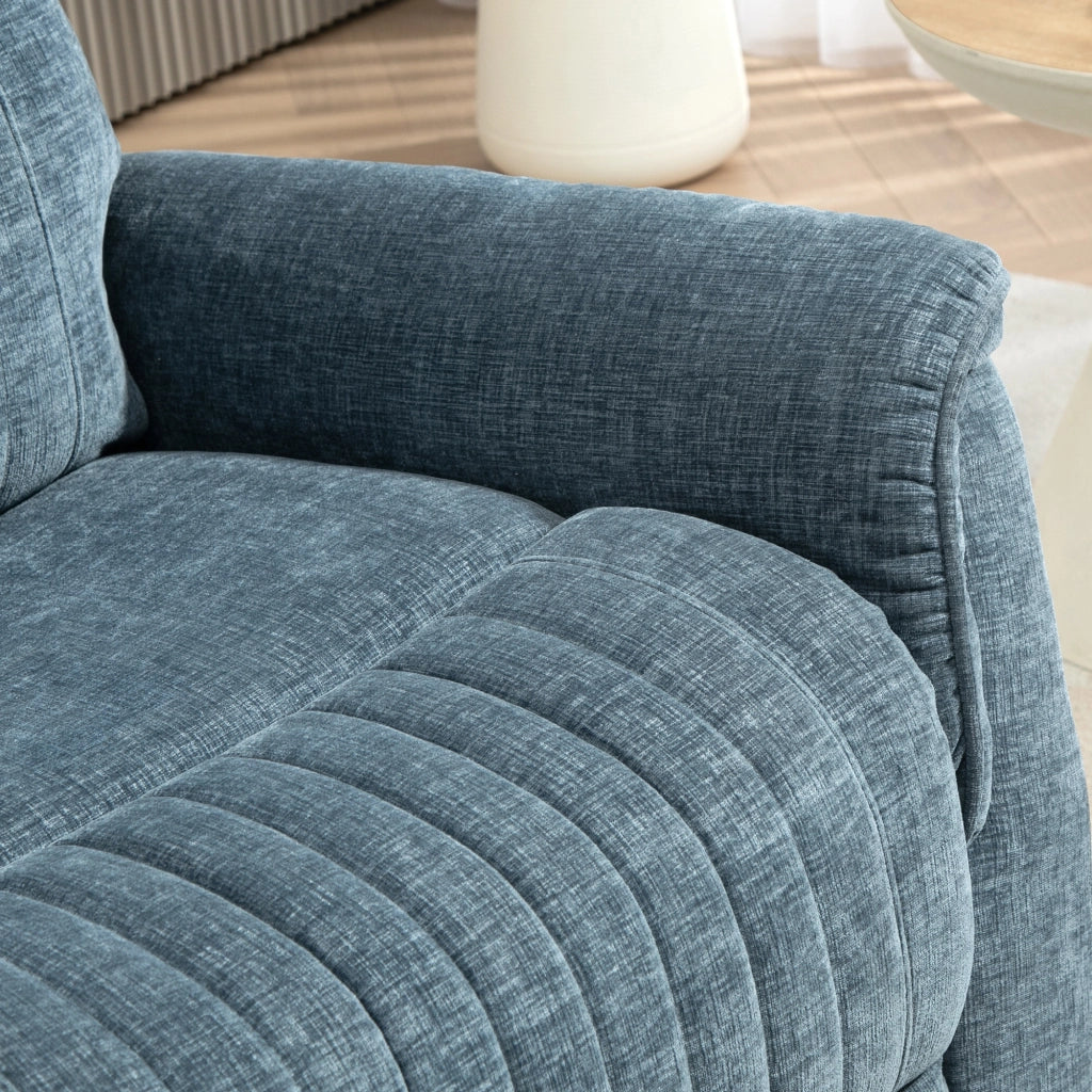 Poltrona reclinabile girevole con poggiapiedi retrattile ¨C Zephmum ¨C Blu