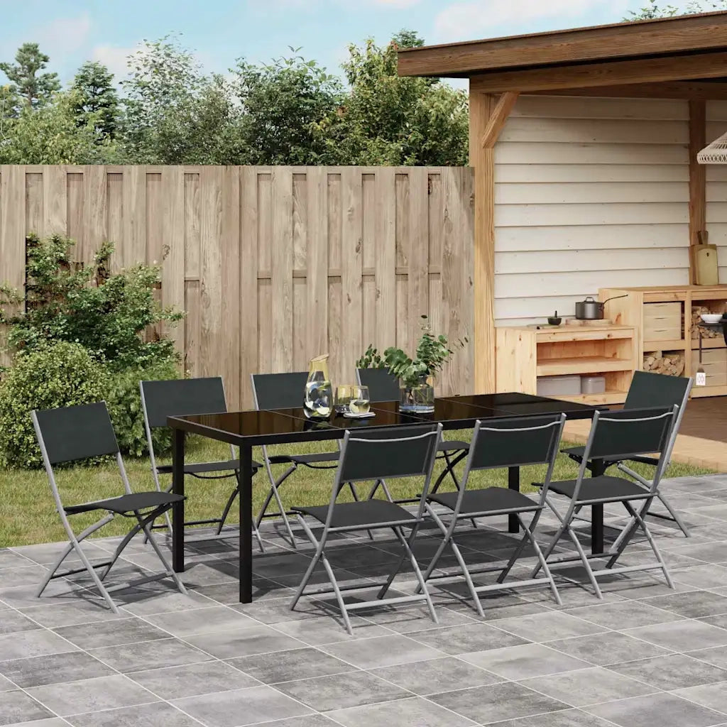 Set da Pranzo per Giardino 9 pcs Nero 3379379