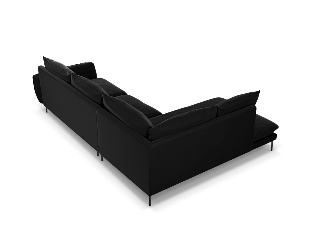 Cosmopolitan Design - Divano angolare sinistro "Vienna" 6 posti in velluto nero 