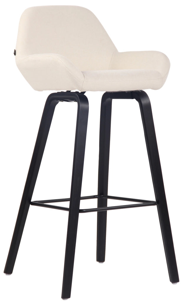 Sgabello bar Newnan in tessuto crema,nero (quercia)
