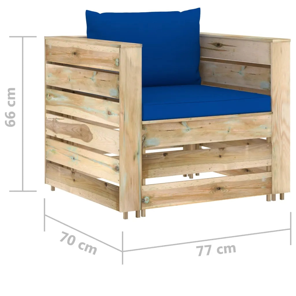 Set Divani da Giardino con Cuscini 2 pz Legno Impregnato Verde cod mxl 42767