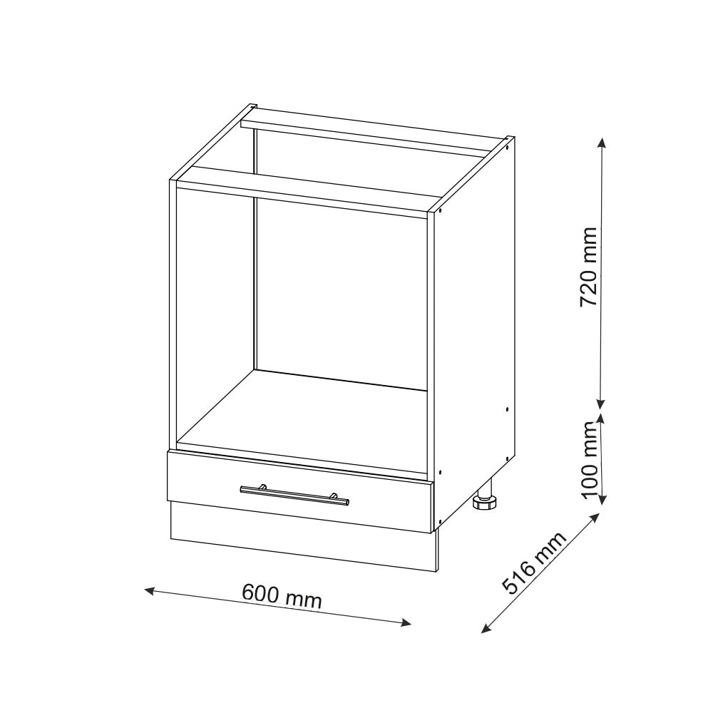 Mobile per forno da incasso Fame-Line Oro-antracite rustico/Bianco 60 cm, PL Antracite Vicco