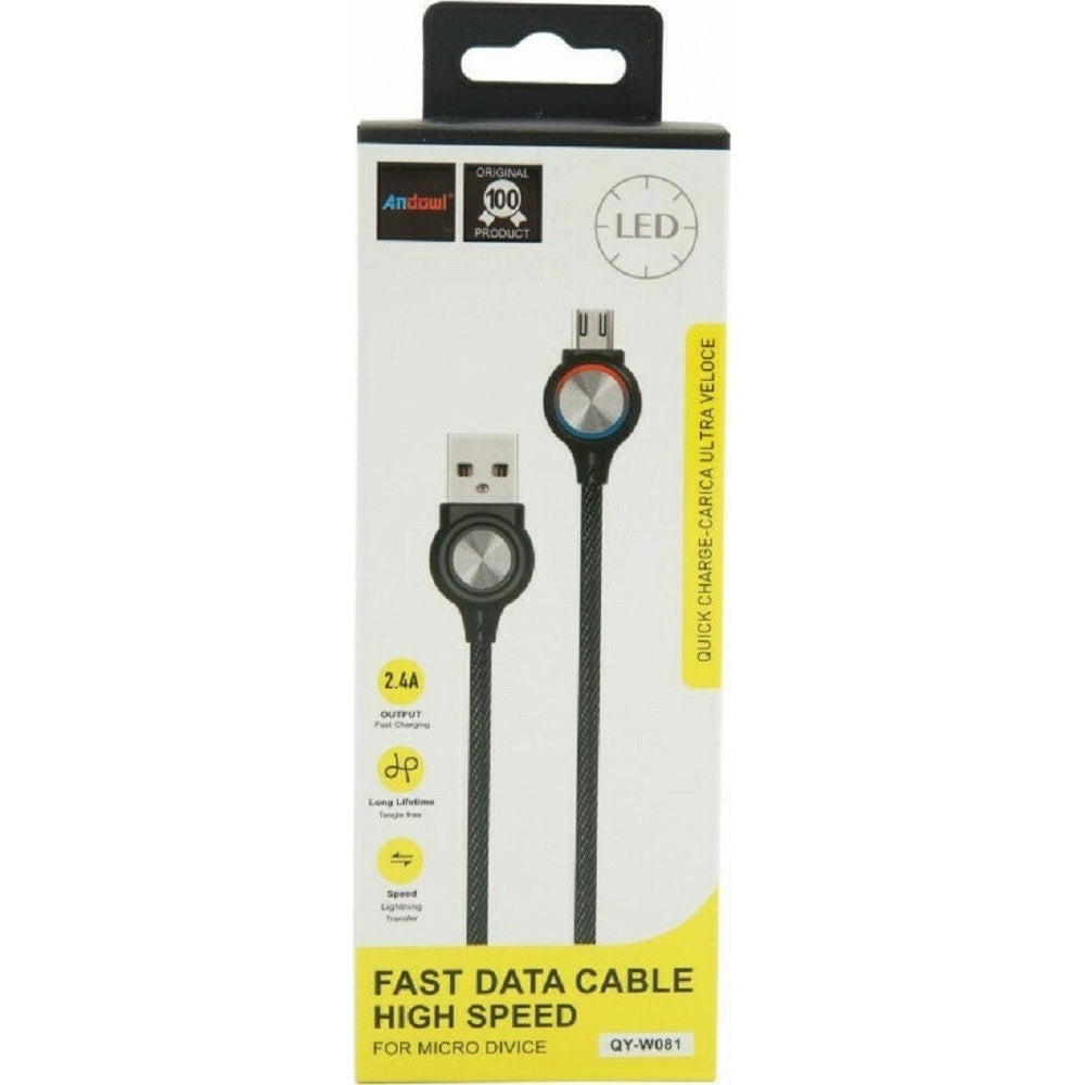 Trade Shop - Cavo Micro Usb A Usb2.0 2.4a Con Indicatore Led Dati Carica Ultra Veloce Qy-w081 -