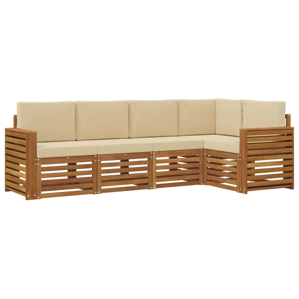 Set divano sezionale con cuscino 5 pcs Naturale e Beige 3374818