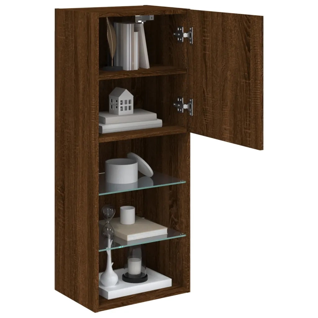 Mobile TV | Armadietto TV | Mobile Porta TV con Luci LED Rovere Marrone 40,5x30x102 cm