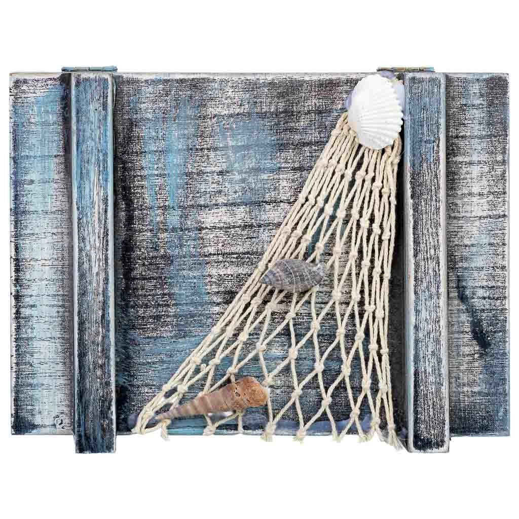 Scatola decorativa in legno blu 22x16x13h cm