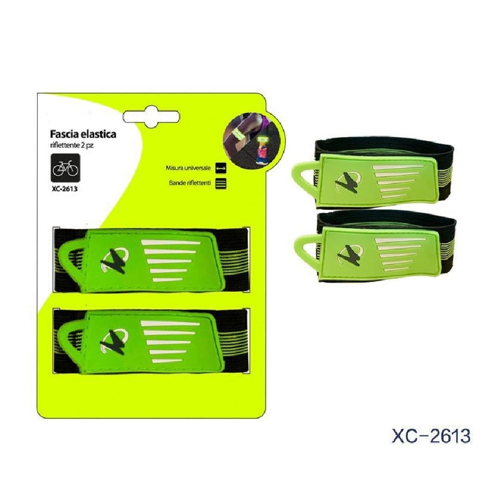 Trade Shop - Set 2 Pz Fascia Elastica Riflettente Bande Catarifrangenti Ciclismo Bici Xc-2613 -