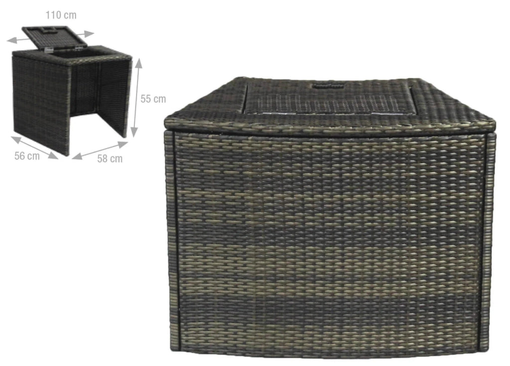 Vasca Idromassaggio da Esterno Semirigida Riscaldata 4 Posti con Mobili Ø156x70 cm NetSpa Vita Nera