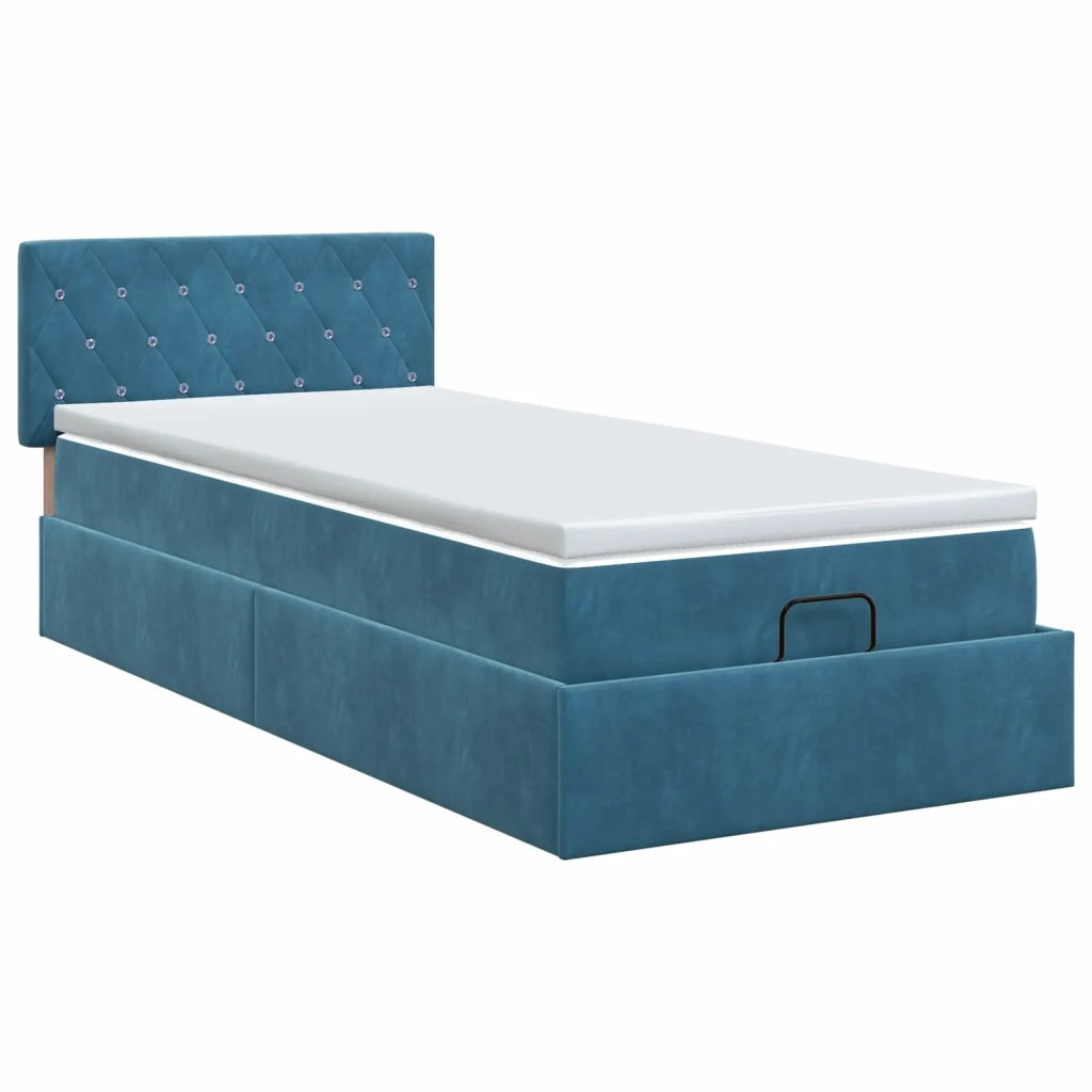 Letto ottomano con materasso Blu Scuro 90 x 200 cm Velluto 3457627