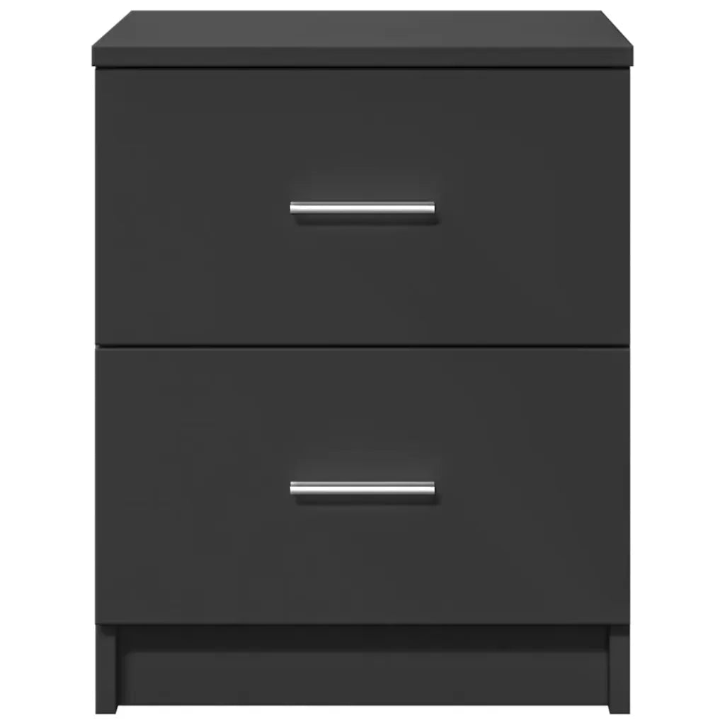 Comodino con 2 Cassetti Nero 40x36x50 cm