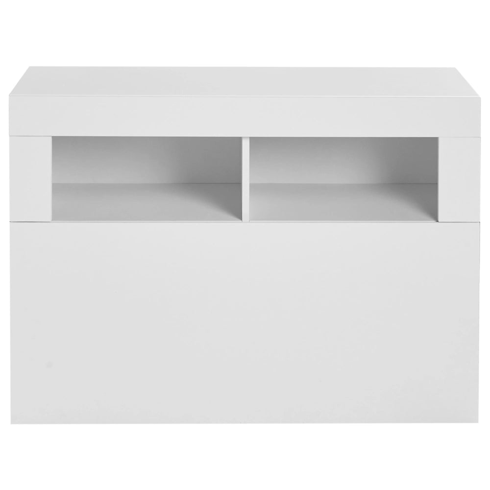 Set da ingresso: mobile da ingresso in truciolato bianco con scarpiera, specchio e ganci appendiabiti, stile moderno minimalista