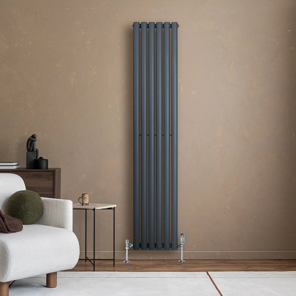 Radiatore Verticale Design Ovale Colonna Singola Antracite 1800x360 mm