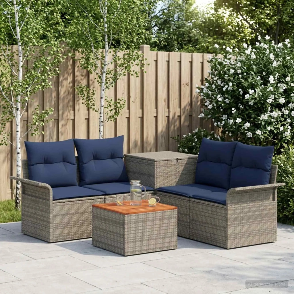 Set di divani 6 pz 4-Numero di posti Grigio e Blu Navy 3447087
