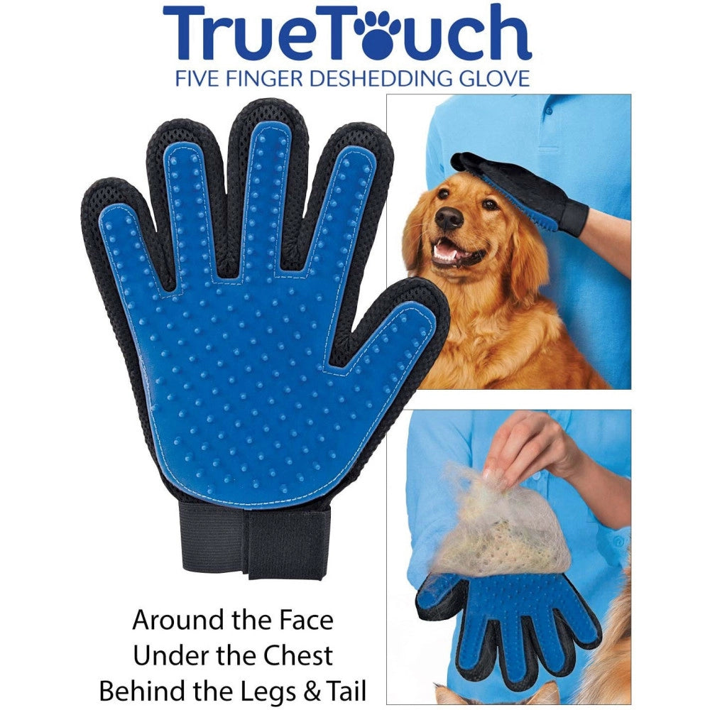 Trade Shop - True Touch Guanto Spazzola Cardatore Elimina Peli Massaggiante Per Cani E Gatti -