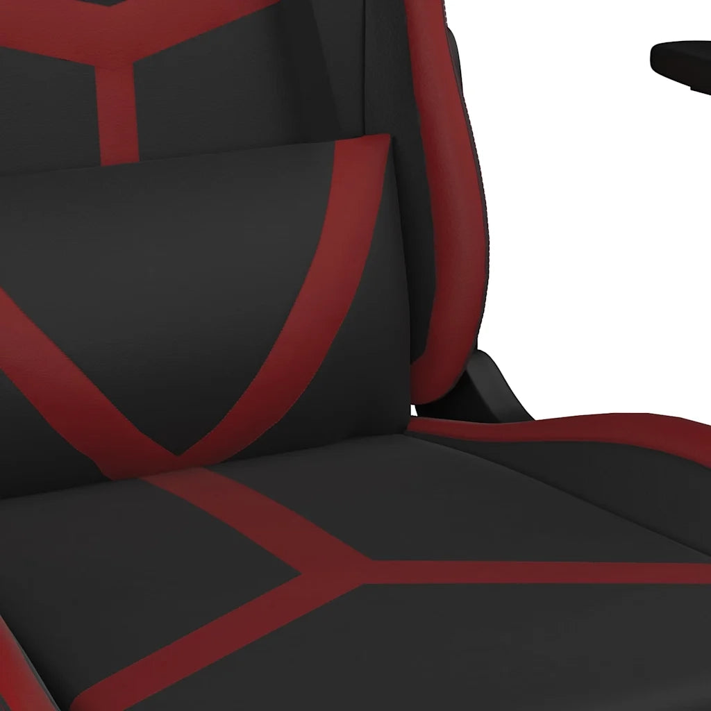 vidaXL Sedia Gaming Massaggio Nero e Rosso Vino in Similpelle