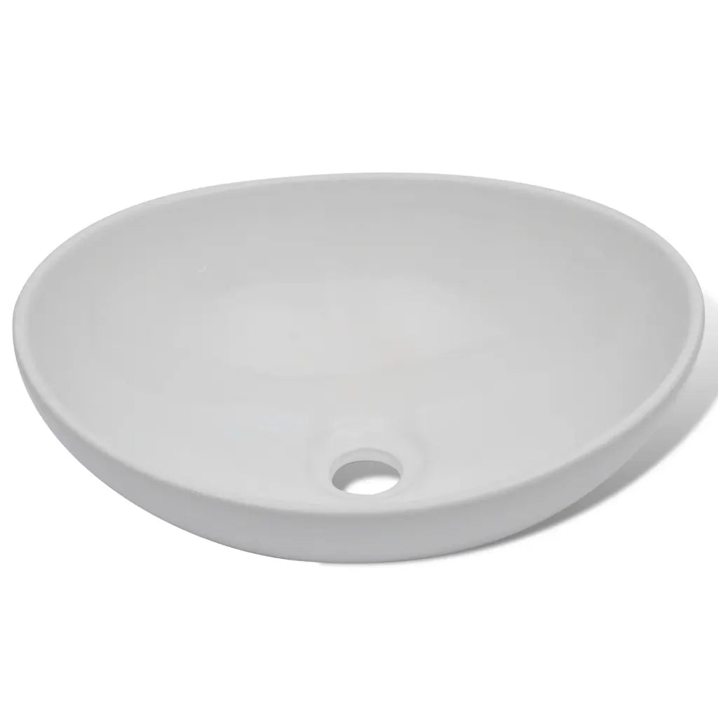 Lavello Bagno con Miscelatore in Ceramica Ovale Bianco CFW8626029